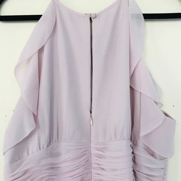 New Donna Morgan Skye Ruffles Cutaway Halter Pink Gown Women's Size 18 - Picture 11 of 16